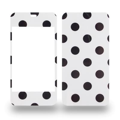 Duo d'autocollants blancs à pois noirs pour iphone 4