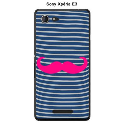 Coque Sony Xpéria E3 - Marinière Moustache - 5 Rose Intense