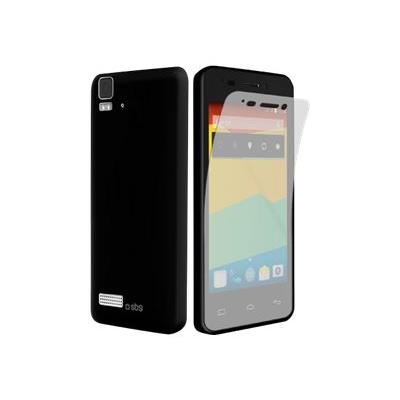 SBS Aero TEAEROBQAQE4K - Achterzijde behuizing voor mobiele telefoon - thermoplastic polyurethaan (TPU) - zwart - voor bq Aquaris E4