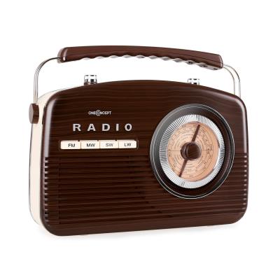 OneConcept NR-12 Radio cuisine rétro fifties FM AM Marron foncé/Beige