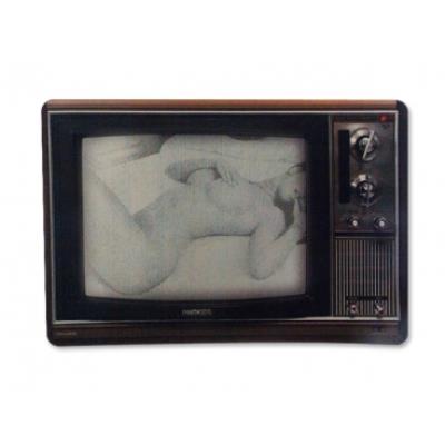 Tapis informatique TV écran noir et blanc avec femme nue tapis de souris relief sexy fun insolite informatique