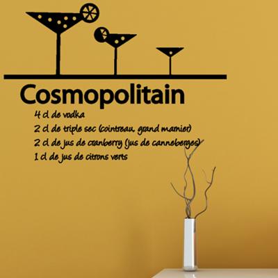 Pick and Stick Sticker Mural déco Recette du Cosmopolitain - 55 x 75 cm, Noir