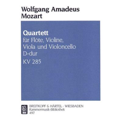 Partitions classique EDITION BREITKOPF MOZART WOLFGANG AMADEUS - QUARTETT D-DUR KV 285 - FLUTE, VIOLIN, VIOLA, CELLO Ensemble mixte