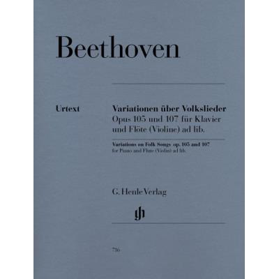 Partitions classique HENLE VERLAG BEETHOVEN L.V. - VARIATIONS ON FOLK SONGS FOR PIANO AND FLUTE (VIOLIN) AD LIB. OP. 105 AND 107 Flûte traversière