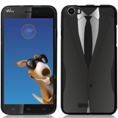 Coque Souple en gel noire pour Wiko Lenny avec impression Motifs smoking