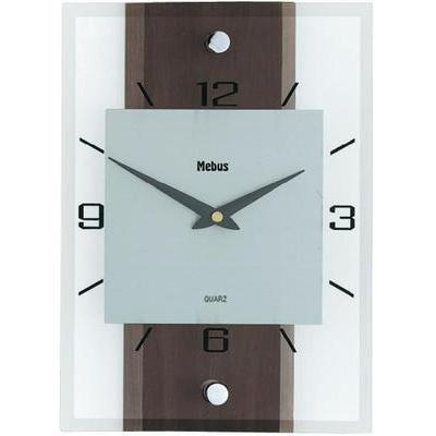 Horloge murale à quartz bois verre alu (l x h x p) 20 x 28 x 5 cm noisetier