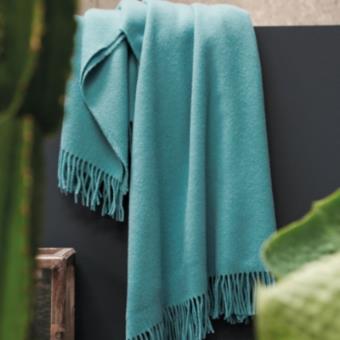 Blanc des Vosges Cuba Plaid Laine//M/érinos Turquoise 170 x 130 cm