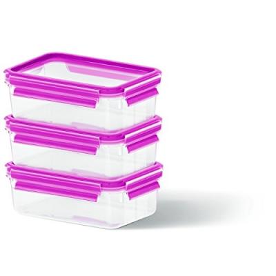 Emsa boîte de 3 pièces (framboise &clip close lanami set-boite fraicheur conservation-produit neuf vendu dans son emballage orig