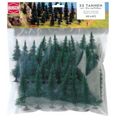 BUSCH ENVIRONNEMENT - BUE6492 - MODÉLISME FERROVIAIRE - SAC DE SAPINS HO AVEC RACINES