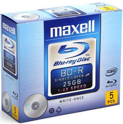 BD-R 4x 25 Go, 5 pièce en jewelcase