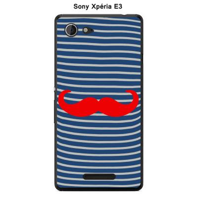 Coque Sony Xpéria E3 - Marinière Moustache - 5 Rouge Intense
