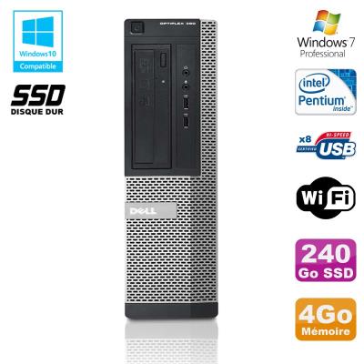 Pc dell optiplex 390 dt g630 2.7ghz 4go 240go ssd graveur dvd wifi hdmi w7 pro
