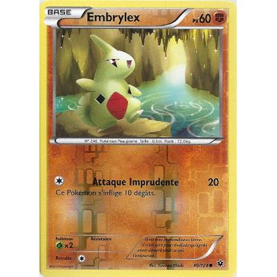 Acheter Carte Pokemon - XY10 - Impact des Destins - Embrylex - PV 60 - 40/124 - Holo Reverse - VF État correct - 16,00 € Carte Pokemon - XY10 - Impact des Destins - Embrylex - PV 60 - 40/124 - Holo Reverse - VF État correct - Asmodee reconditionné disponible sur Fnac
