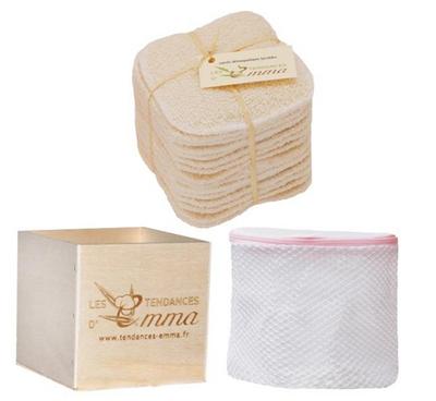 Les Tendances d'Emma - Carrés démaquillants lavables, Kit Eco belle, coffret en bois