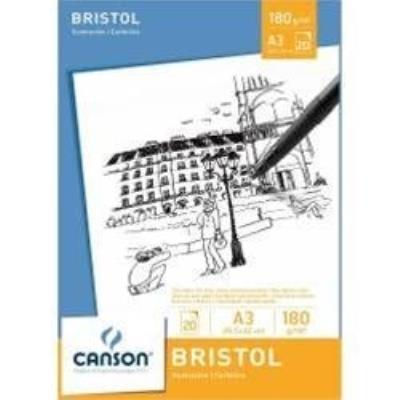 CANSON Bloc 20 Feuilles Bristol A3 180g Lisse
