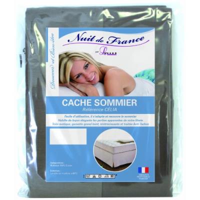 Nuit de france 329372 160/200 cache sommier déco coton taupe 200 x 160 x 1 cm