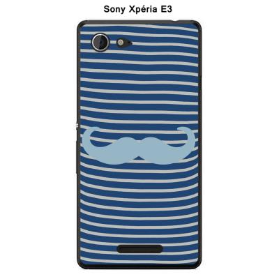 Coque Sony Xpéria E3 - Marinière Moustache - 5 Aquamarine