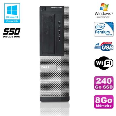 Pc dell optiplex 390 dt g630 2.7ghz 8go 240go ssd graveur dvd wifi hdmi w7 pro