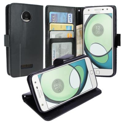 Housse Motorola Moto Z Play, Housse Coque Etui de luxe Portefeuille Porte Carte Et Billet pour Motorola Moto Z Play (Housse Luxe Noir)