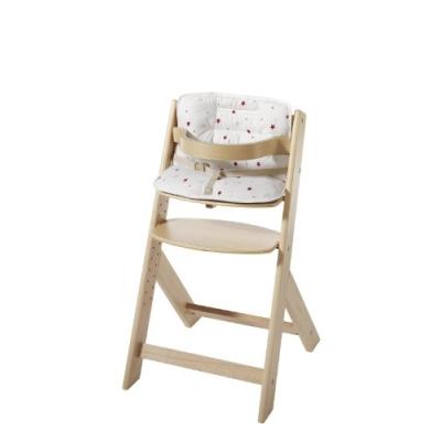 chaise haute domino avec coussin étoiles rouges