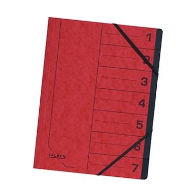 Falken chemise trieur, a4, carton, 7 compartiments, rouge 11288057