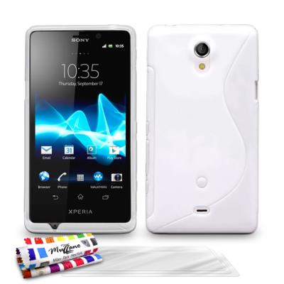 Coque Souple ORIGINALE Ultra Fine Blanc , Le S,  Premium de MUZZANO pour SONY XPERIA T + 3 Protections Ecran , UltraClear,  Pour SONY XPERIA T