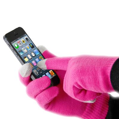 Gants en laine pour écrans tactiles roses et gris