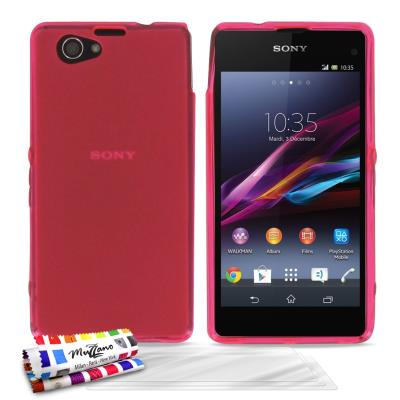 Coque Souple ORIGINAL Ultra Fine Rose , Le Glossy, Hybrid de MUZZANO pour SONY XPERIA Z1 COMPACT + 3 Films de Protection Ecran UltraClear Pour SONY XPERIA Z1 COMPACT