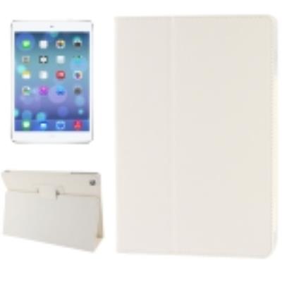 Ipad 5 (Air) : Coque Housse de Protection Cuir Blanc  Texture Litchi  avec Support