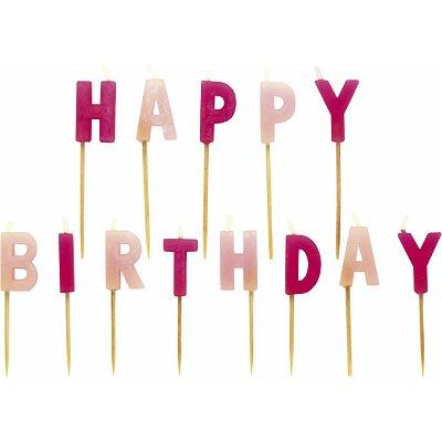 Bougies à piquer - Happy Birthday : Rose