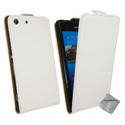 Housse etui coque pochette PU cuir fine pour Sony Xperia M5 Dual - BLANC