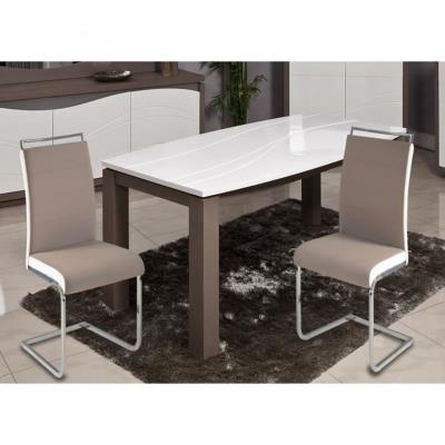 Dylan lot de 2 chaises taupe/blanc