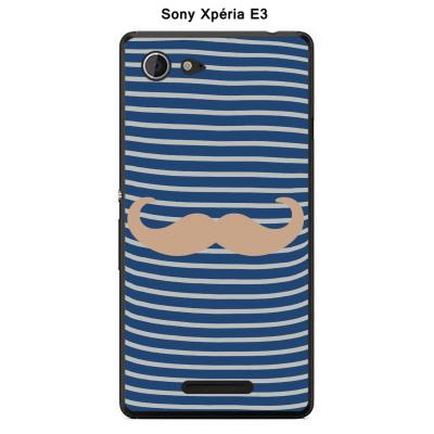 Coque Sony Xpéria E3 - Marinière Moustache - 5 Toasted Almond