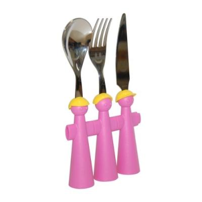 RIVADOSSI TREBIMBI PUPPETS COUVERTS ENFANT ROSE 3 PIÈCES