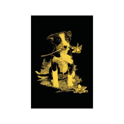 Mini carte à gratter dorée - chien