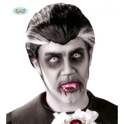 Perruque de Dracula noire avec des mèches blanches