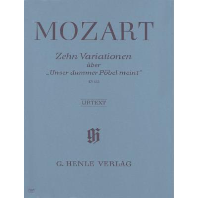 Partitions classique HENLE VERLAG MOZART W.A. - 10 VARIATIONS ON UNSER DUMMER POBEL KV 455 - PIANO Piano