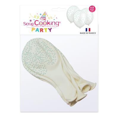 Ballon de baudruche gonflable - Vert d'eau - 6 p. - Scrapcooking Party