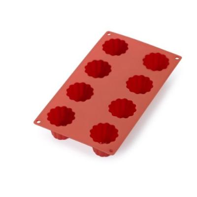 LÉKUÉ 0621108R01M022 MOULE À CANNELÉS BORDELAIS 8 CAVITES SILICONE PLATINE