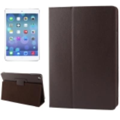 Ipad 5 (Air) : Coque Housse de Protection Cuir Marron  Texture Litchi  avec Support