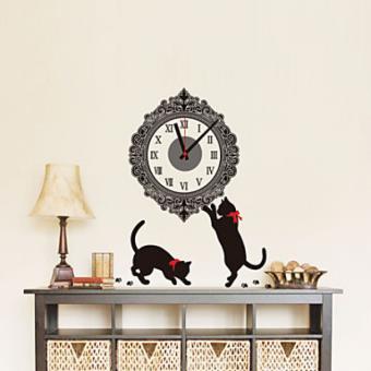 Horloge Murale De Style Contemporain A Motif Chats En Plastique Noir Autre Gadget Achat Prix Fnac