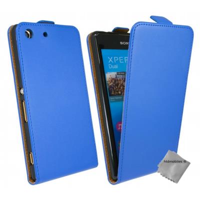 Housse etui coque pochette PU cuir fine pour Sony Xperia M5 Dual - BLEU
