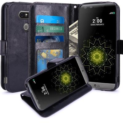 LG G5 Housse Coque Etui de luxe Portefeuille Porte Carte Et Billet pour LG G5 (Housse Luxe Noir)
