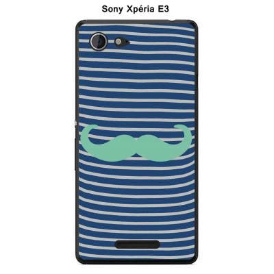 Coque Sony Xpéria E3 - Marinière Moustache - 5 Lucite Green