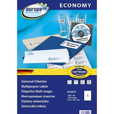 Avery zweckform ela027 lot de 100 feuilles d1 &eacute;tiquette universelle premium 210 x 297 mm (blanc)