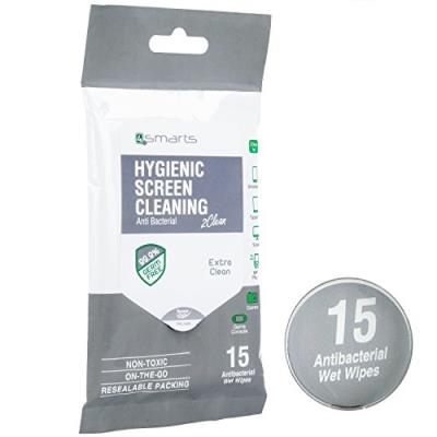 nettoyage du 4smarts antibactérien lingettes de nettoyage supplémentaires pour écran 15 pièces