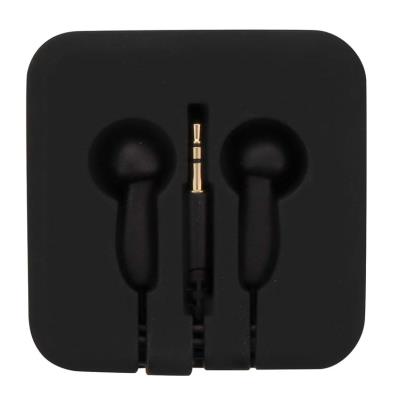 Ecouteurs boutons noir pocket avec etui enrouleur