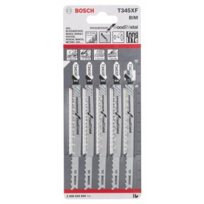 Bosch Lame De Scie Sauteuse pour Bois Métal T 345 Xf Bim Progressor For Wood And Metal 5 Pièces 2608634994