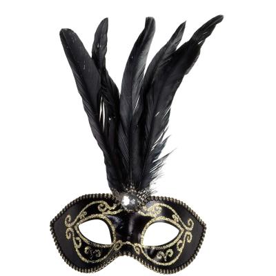 Loup noir et or à plumes adulte Taille Unique