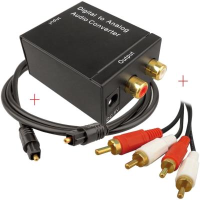 wikson electronics - Convertisseur Audio Numérique de Numérique Digital  Optical Coaxial Toslink vers signal analogique Stereo (RCA) + 2.1 CH + 136  cm Stéréo prime Jack câble Audio Lead GOLD + câble